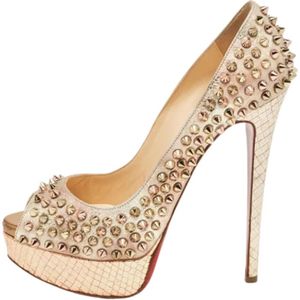 Christian Louboutin Pre-owned, Tweedehands leren hakken Grijs, Dames, Maat:38 EU