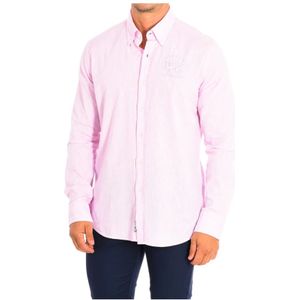 La Martina, Overhemden, Heren, Roze, 2Xl, Katoen, Beige Klassieke Fit Overhemd met Lange Mouwen