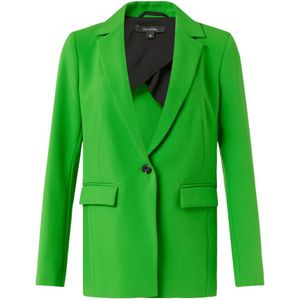 Comma, Jassen, Dames, Groen, S, Leer, Getailleerde Blazer