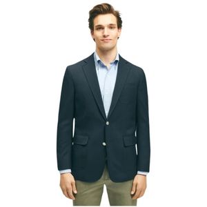 Brooks Brothers, Marineblauwe Wollen Blazer Blauw, Heren, Maat:M