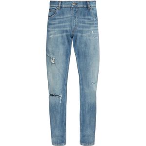 Dolce & Gabbana, Jeans, Heren, Blauw, XS, Versleten jeans