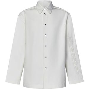 Jil Sander, Overhemden, Heren, Wit, M, Katoen, Witte Overhemd met Knoopsluiting en Logo Detail