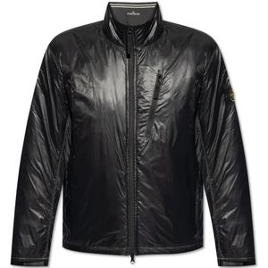 Stone Island, Jassen, Heren, Zwart, L, Polyester, Winddichte jas van