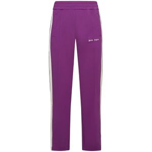 Palm Angels, Broeken, Heren, Paars, L, Paarse Jersey Track Pants met Zijstrepen