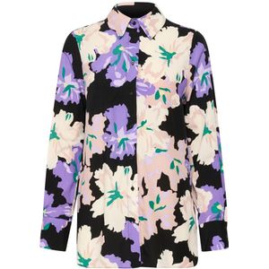 InWear, Blouses & Shirts, Dames, Veelkleurig, 2Xl, Paarse Art Flower Overhemdblouse
