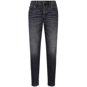 Dolce & Gabbana, Jeans, Heren, Zwart, XL, Denim, Zwarte Regular Fit Jeans met Vijf Zakken
