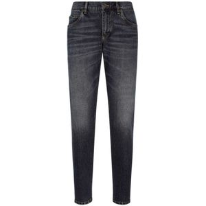 Dolce & Gabbana, Jeans, Heren, Zwart, S, Denim, Zwarte Regular Fit Jeans met Vijf Zakken