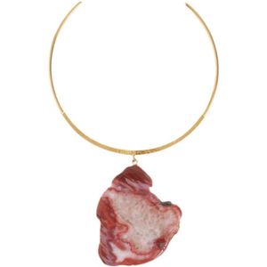 Malababa, Accessoires, Dames, Rood, ONE Size, Agate Hanger Ketting Verguld