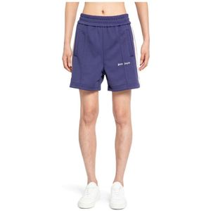 Palm Angels, Korte broeken, Heren, Blauw, L, Blauwe Logo Track Shorts met Strepen