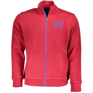 La Martina, Sweatshirts & Hoodies, Heren, Rood, 3Xl, Katoen, Chique Roze Fleece Sweatshirt met Contrastdetails