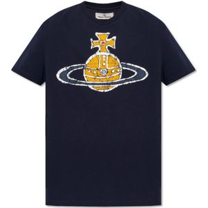 Vivienne Westwood, Tops, Heren, Blauw, L, Katoen, T-shirt met logo