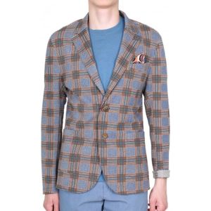 Bob, Geruite Blazer in Blauw - Maat 50 Grijs, Heren, Maat:M