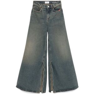 Amish, Jeans, Dames, Blauw, W28, Denim, Blauwe Denim Wide Leg Jeans