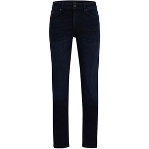 Hugo Boss, Jeans, Heren, Blauw, W30 L34, Denim, Slim-Fit Regular-Rise Jeans in Comfortabel Blauw Stretchdenim met Luxe Zwarte Finish