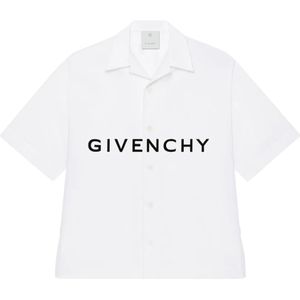 Givenchy, Archetype Print Korte Mouw Overhemd Wit, Heren, Maat:S