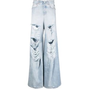 Vetements, Jeans, Dames, Blauw, W24, Katoen, Lichtblauwe Gescheurde Baggy Jeans