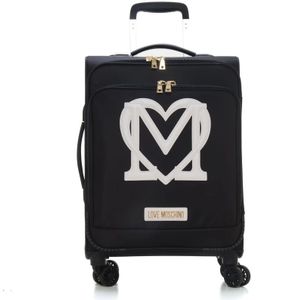 Love Moschino, Koffers, Dames, Zwart, ONE Size, Polyester, 4 wheels Trolley