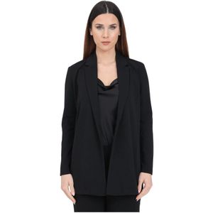 Jacqueline de Yong, Zwarte Blazer met Tonal Stiksels Zwart, Dames, Maat:XS