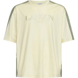 Lanvin, Tops, Heren, Beige, M, Katoen, Lichtgele Katoenen T-shirt met Logo