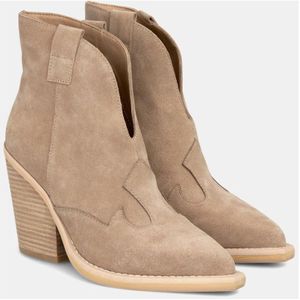 Alma EN Pena, Schoenen, Dames, Beige, 39 EU, Leer, Leren enkellaarzen met vooropening