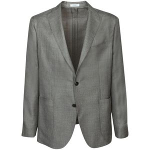 Boglioli, Jassen, Heren, Bruin, S, Linnen, Bruine Linnen Blazer Single-Breasted Notched