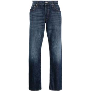 Department Five, Jeans, Heren, Blauw, W29, Katoen, Blauwe Stonewashed Straight-Leg Jeans