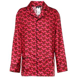 Versace, Blouses & Shirts, Dames, Roze, S, Zijden pyjama blouse met print