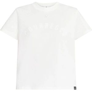 Courrèges, Tops, Dames, Wit, L, Katoen, Logo Print Cotton T-Shirt