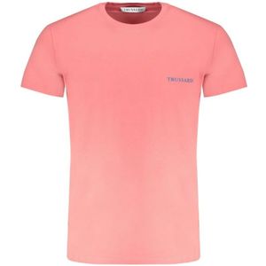 Trussardi, Tops, Heren, Roze, XL, Katoen, Rosa Katoenen T-shirt met Print Logo