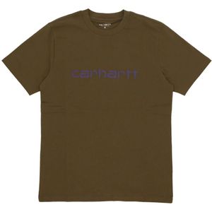 Carhartt Wip, Script Tee Highland/Cassis - Streetwear Collectie Bruin, Heren, Maat:L