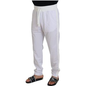 Dolce & Gabbana, Broeken, Heren, Wit, M, Polyester, Elegante witte joggingbroek voor verfijnd comfort