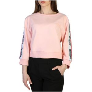 Moschino, Sweatshirts & Hoodies, Dames, Roze, M, Katoen, Katoenmix Sweatshirt voor Lente/Zomer Dames