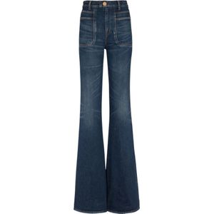 Balmain, Jeans, Dames, Blauw, 2Xs, Denim, Uitlopende denim jeans