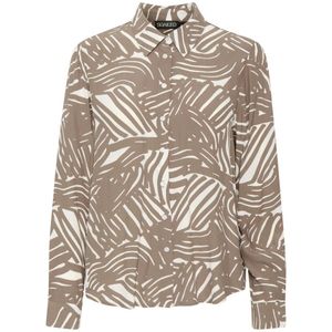 Soaked in Luxury, Blouses & Shirts, Dames, Bruin, L, Grafische Print Overhemdblouse