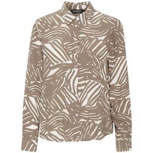 Soaked in Luxury, Grafische Print Overhemdblouse Bruin, Dames, Maat:XS