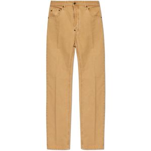 Dsquared2, Broeken, Heren, Beige, 2Xl, Katoen, Broek met Logo