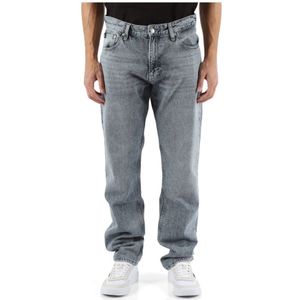 Calvin Klein Jeans, Jeans, Heren, Grijs, W36, Katoen, Authentieke Straight Jeans Vijf Zakken