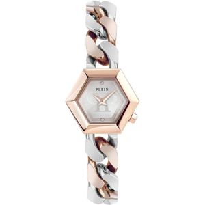 Philipp Plein, Accessoires, Dames, Roze, ONE Size, Hexagon Groumette Zilver/Rose Goud Horloge