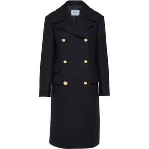 Prada, Mantels, Dames, Blauw, S, Wol, Double-Breasted Coats