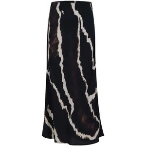 Coster Copenhagen, Zwarte lange print rok Zwart, Dames, Maat:M