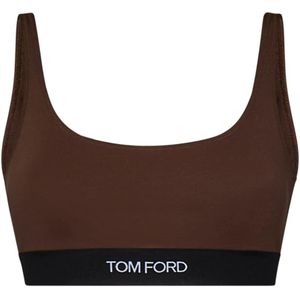 Tom Ford, Sport, Dames, Bruin, S, Bruine Modal Bralette met Logo Band