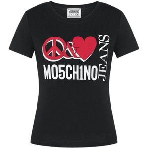 Moschino, Tops, Dames, Zwart, S, Katoen, Stijlvolle T-shirt