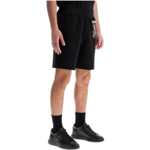 Moschino, Korte broeken, Heren, Zwart, M, Katoen, Sportieve Teddybeer Bermuda Shorts