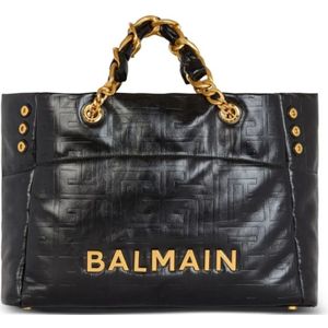 Balmain, Tassen, Dames, Zwart, ONE Size, Zwarte Tote Shopping Tas