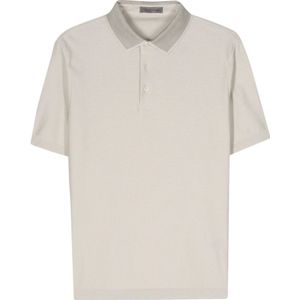 Corneliani, Tops, Heren, Beige, XL, Katoen, Contrast Katoenen Polo Shirt