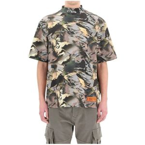 Heron Preston, Tops, Heren, Veelkleurig, M, Katoen, Camouflage Print T-shirt