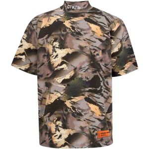 Heron Preston, Tops, Heren, Veelkleurig, M, Katoen, Camouflage Print T-shirt