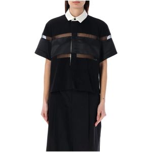 Sacai, T-Shirts Zwart, Dames, Maat:M