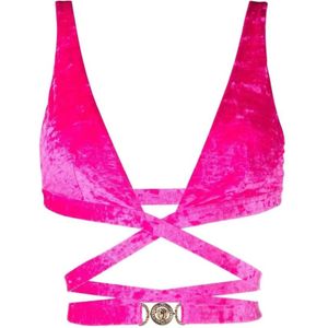 Versace, Medusa Plaque Triangel Bikinitop Roze, Dames, Maat:L