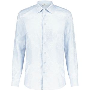 Etro, Elegant Paisley Katoenen Overhemd Blauw, Heren, Maat:M